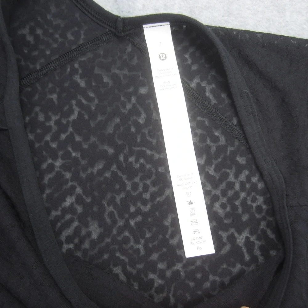 Lululemon Loop Around Shirt Womens 2 Black Swiftly Tech‎ Lace Athletic Yoga  Tee